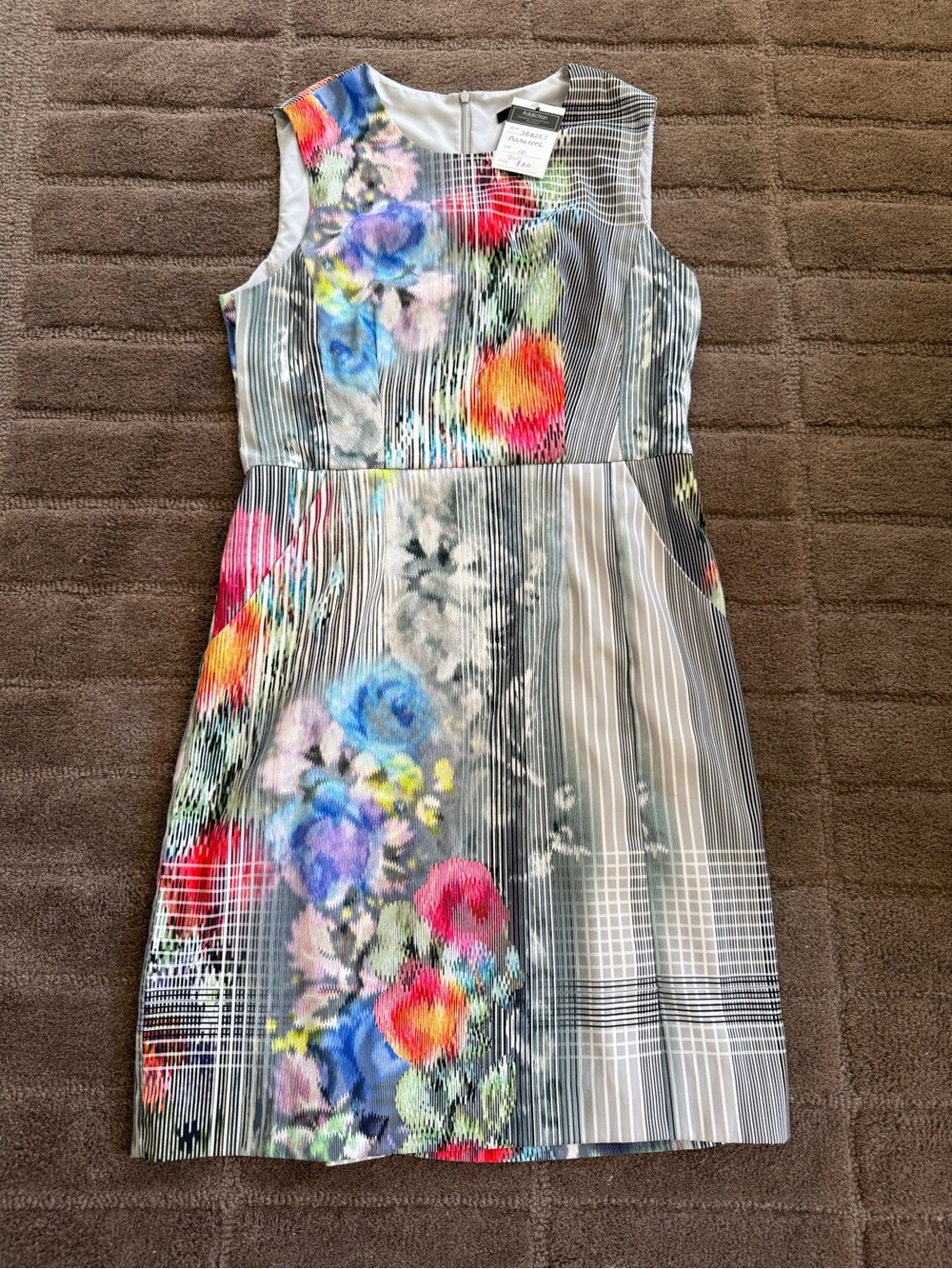 Nanette Lepore Floral Stripe Sleeveless Mini Dress in Multicolor